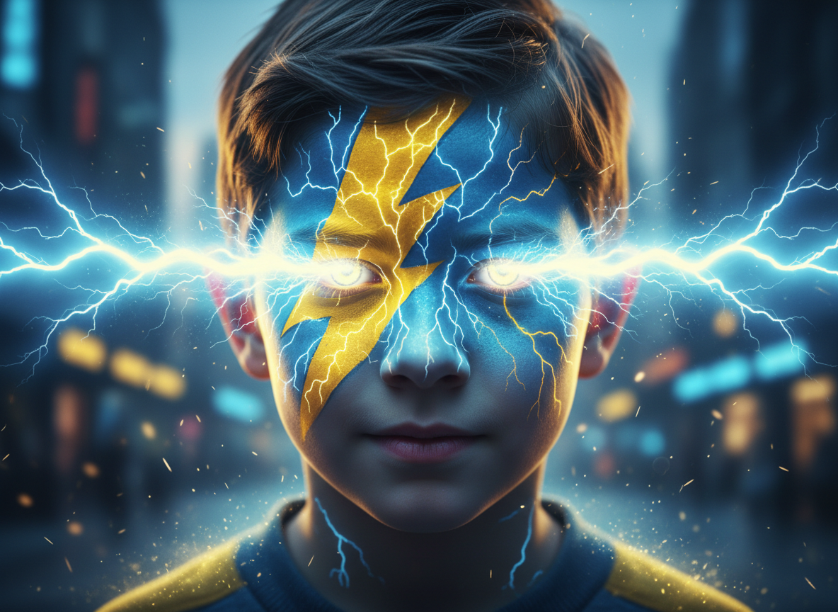 Süper Güç Yüz Boyama - Lazer Göz Tasarımı