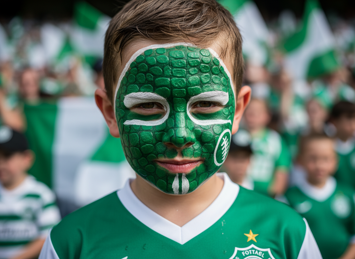 Bursaspor Taraftar Yüz Boyama - Yeşil Beyaz Timsah