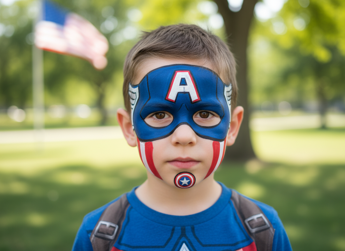 Kaptan Amerika Yüz Boyama - Kalkan Tasarımı