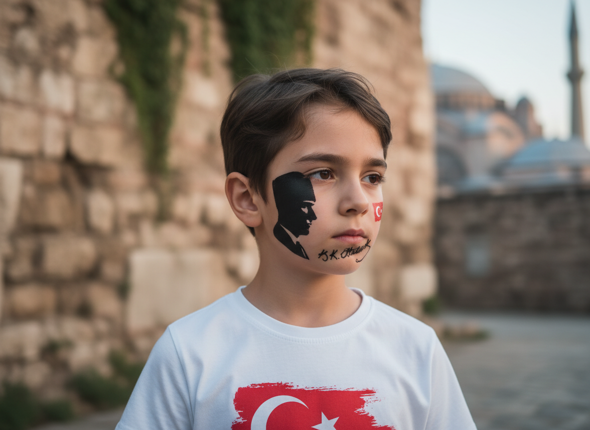 Atatürk Silüeti Yüz Boyama - Milli Bayram