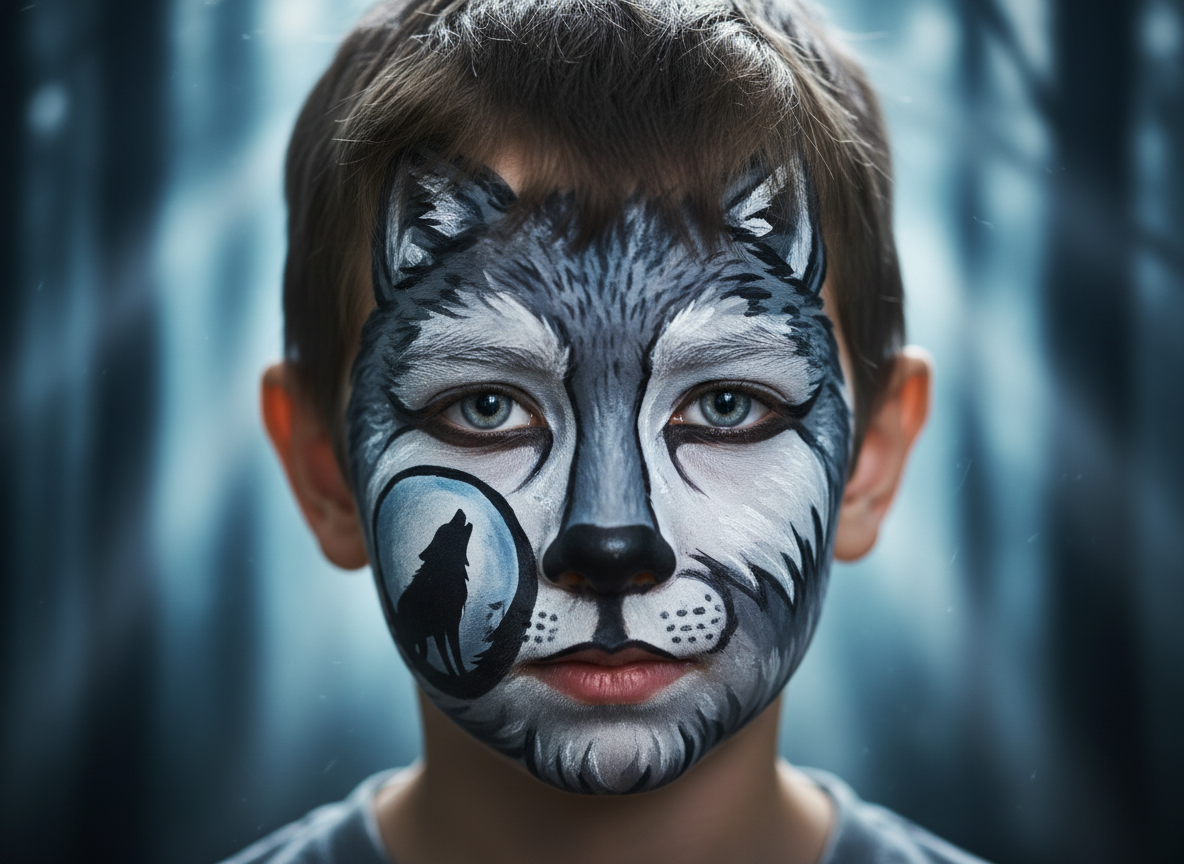 Kurt Yüz Boyama - Vahşi Kurt Tasarımı