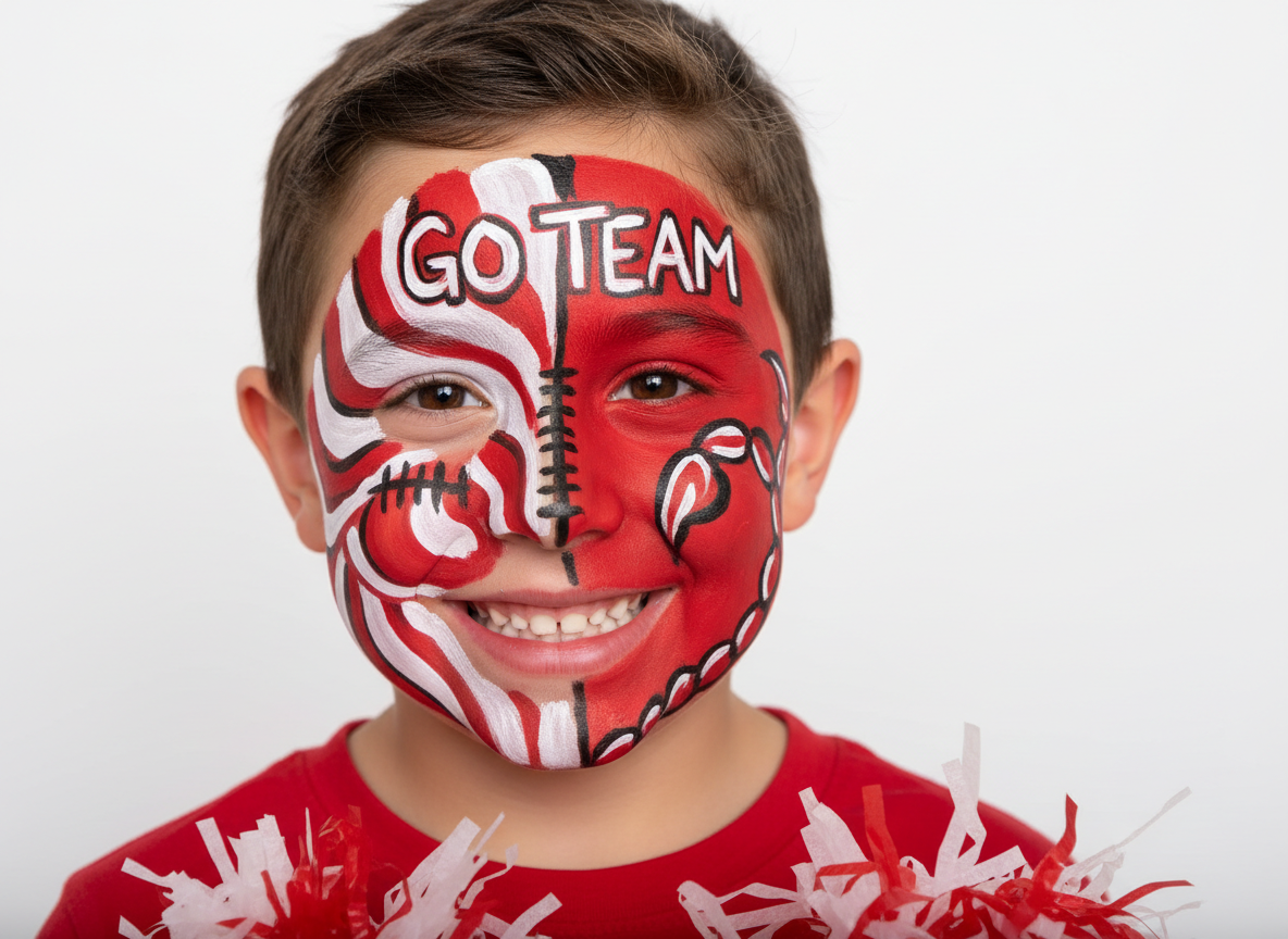 Antalyaspor Taraftar Yüz Boyama - Kırmızı Beyaz Akrep