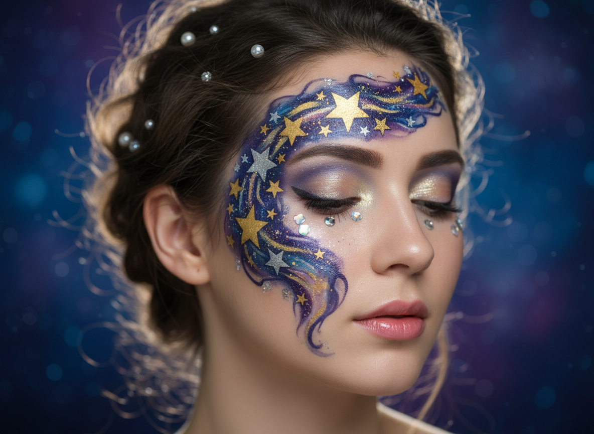 Yıldız Yüz Boyama - Parlak Gece Tasarımı