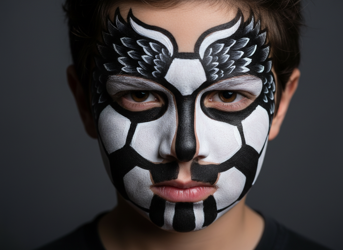 Beşiktaş Taraftar Yüz Boyama - Siyah Beyaz Kartal