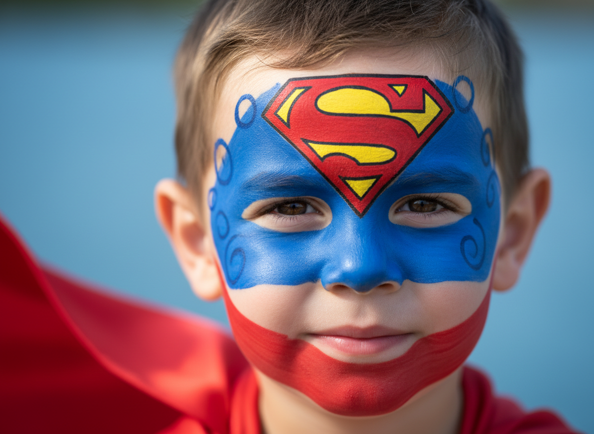 Superman Yüz Boyama - Çelik Adam Tasarımı