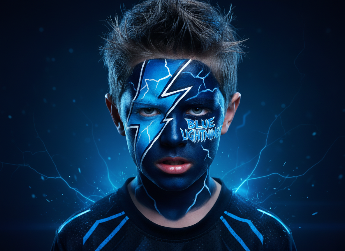 Adana Demirspor Taraftar Yüz Boyama - Mavi Şimşekler