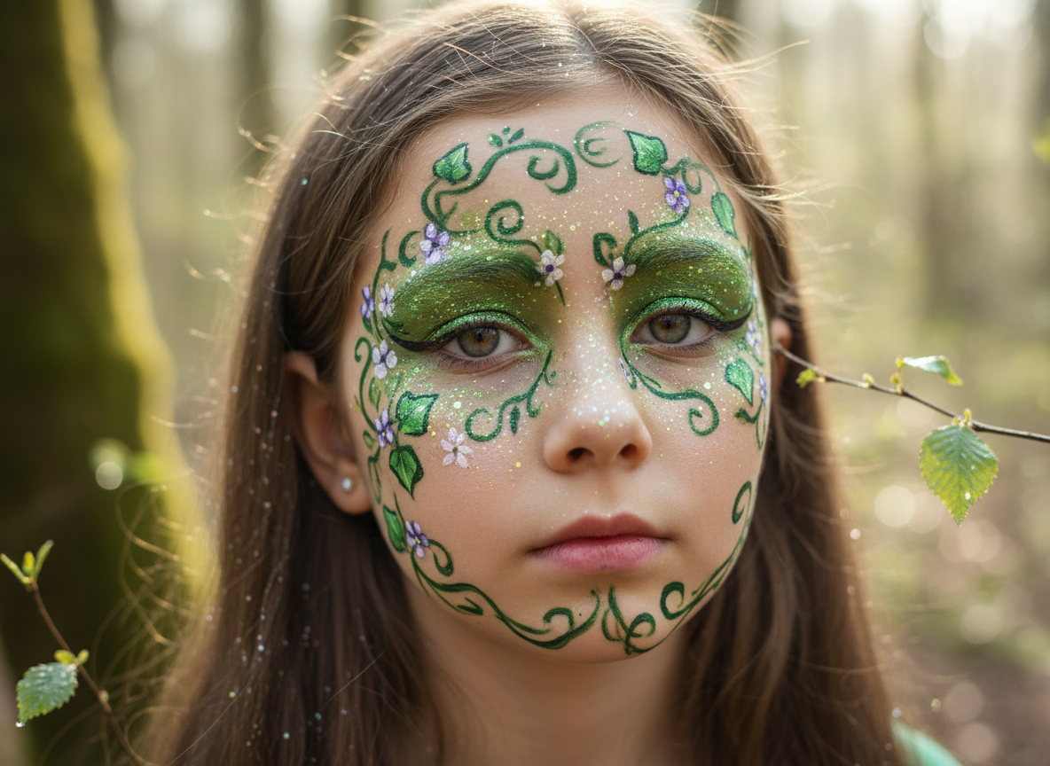 Peri Yüz Boyama - Simli Kanatlar Makyajı