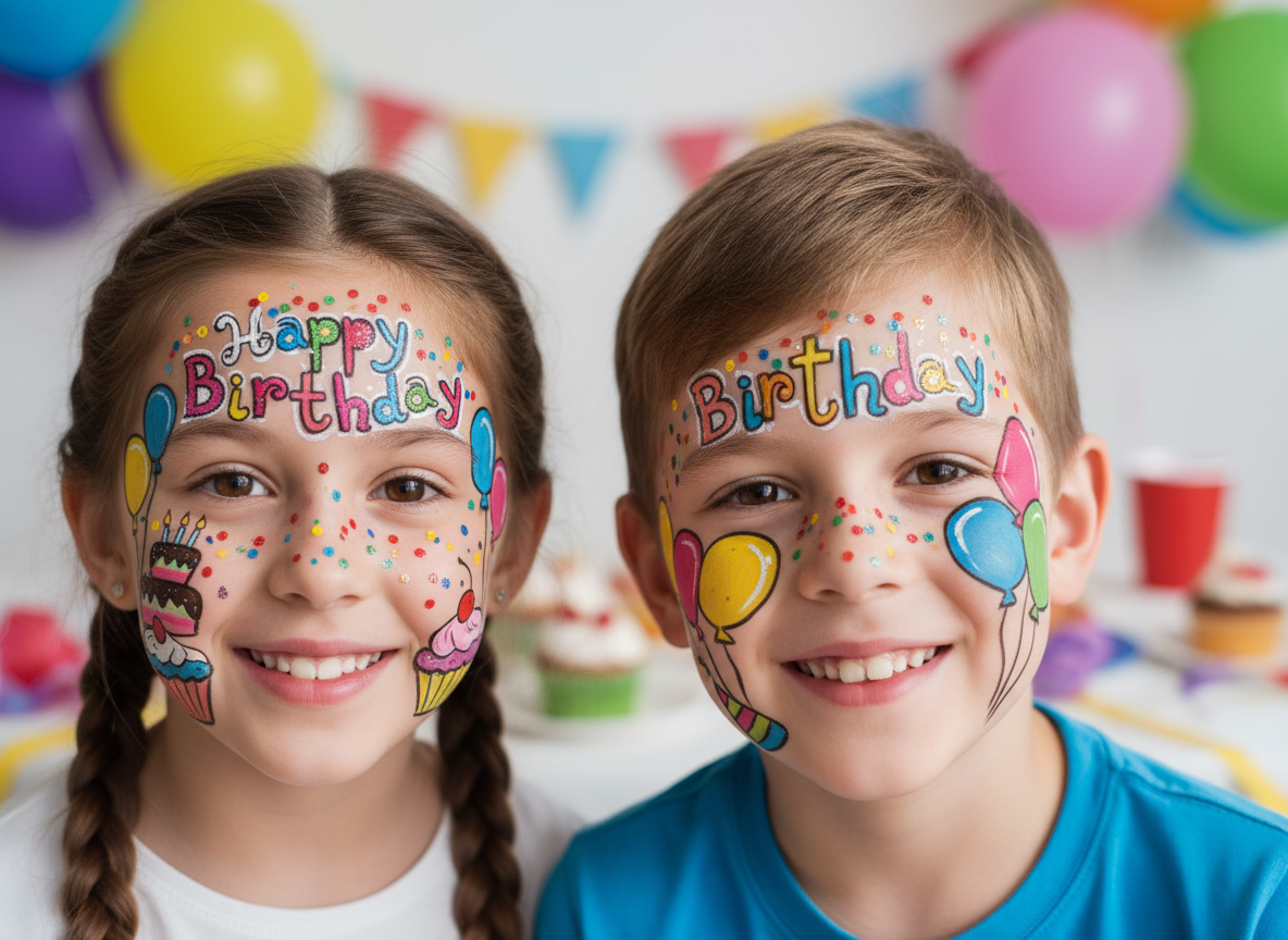 Doğum Günü Yüz Boyama - Pasta Balon Temalı